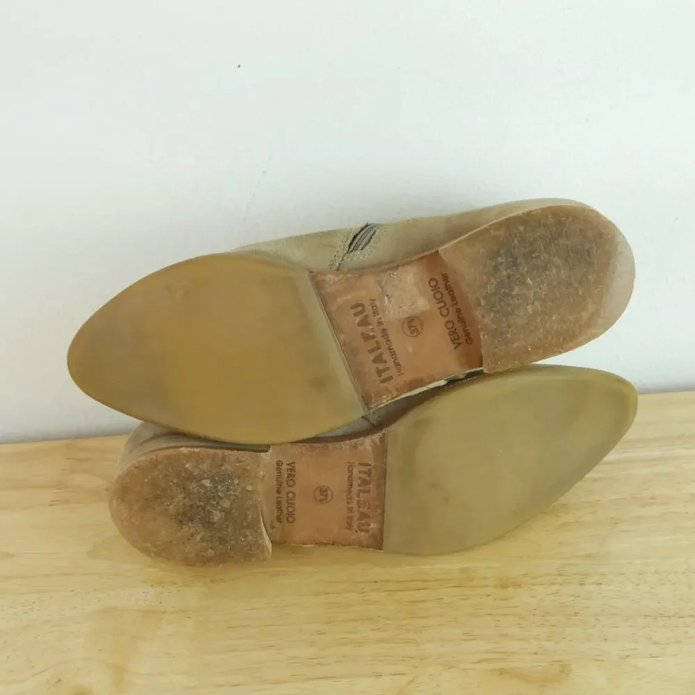 Italeau Miralda Suede Studded Ankle Bootie 37 1/2 US 7 Boho Western Italy Luxury - Picture 14 of 15